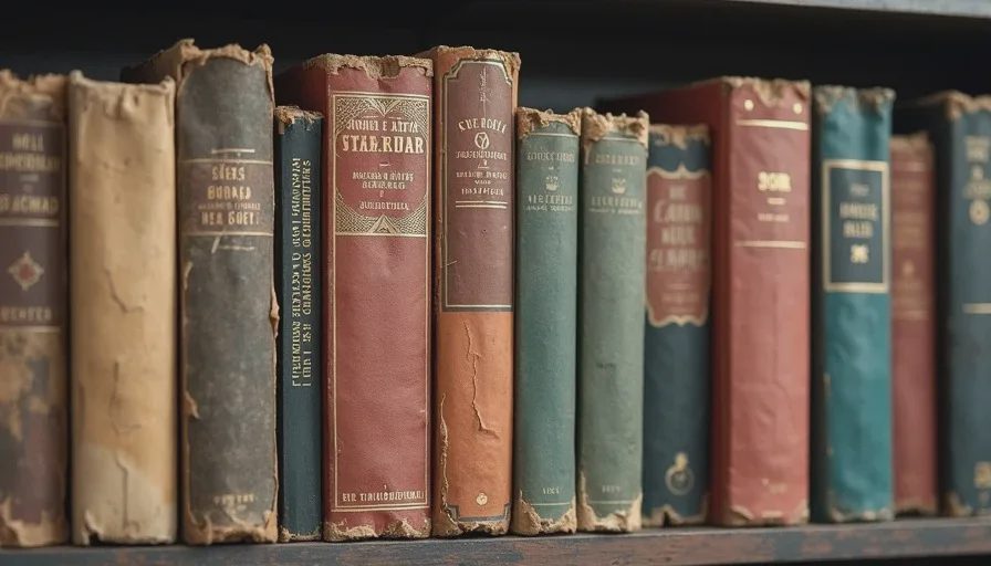shelf of used strategy guides with worn spines