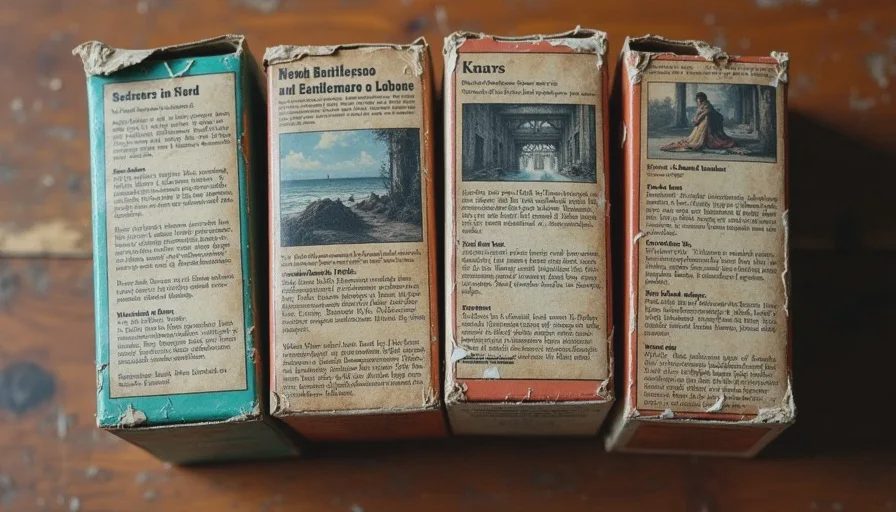 old game boxes showing back cover marketing copy