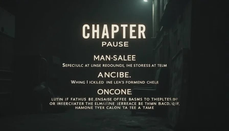 Max Payne chapter select with noir-style titles and narration